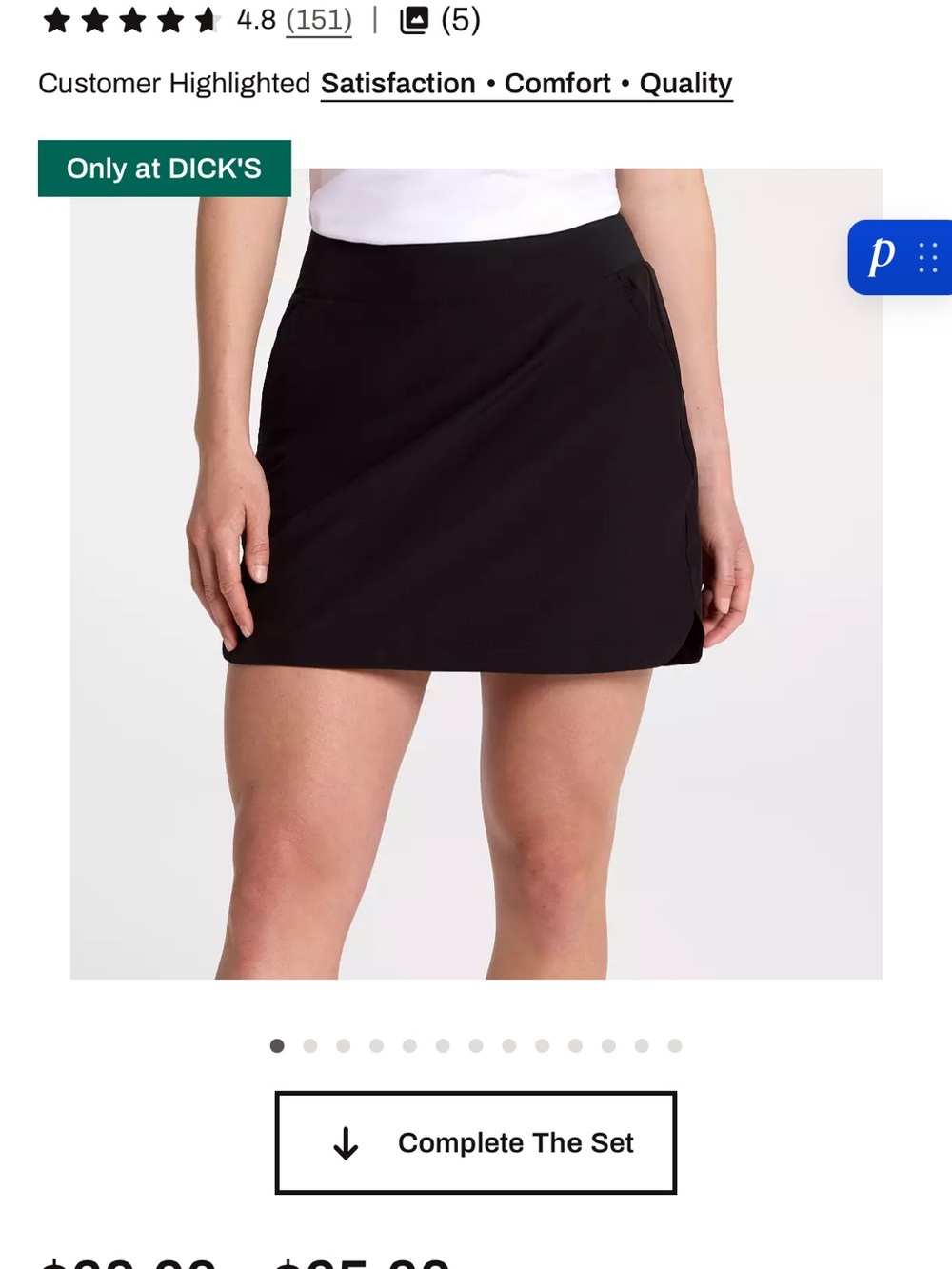 Women’s Black Golf Performance Skirt